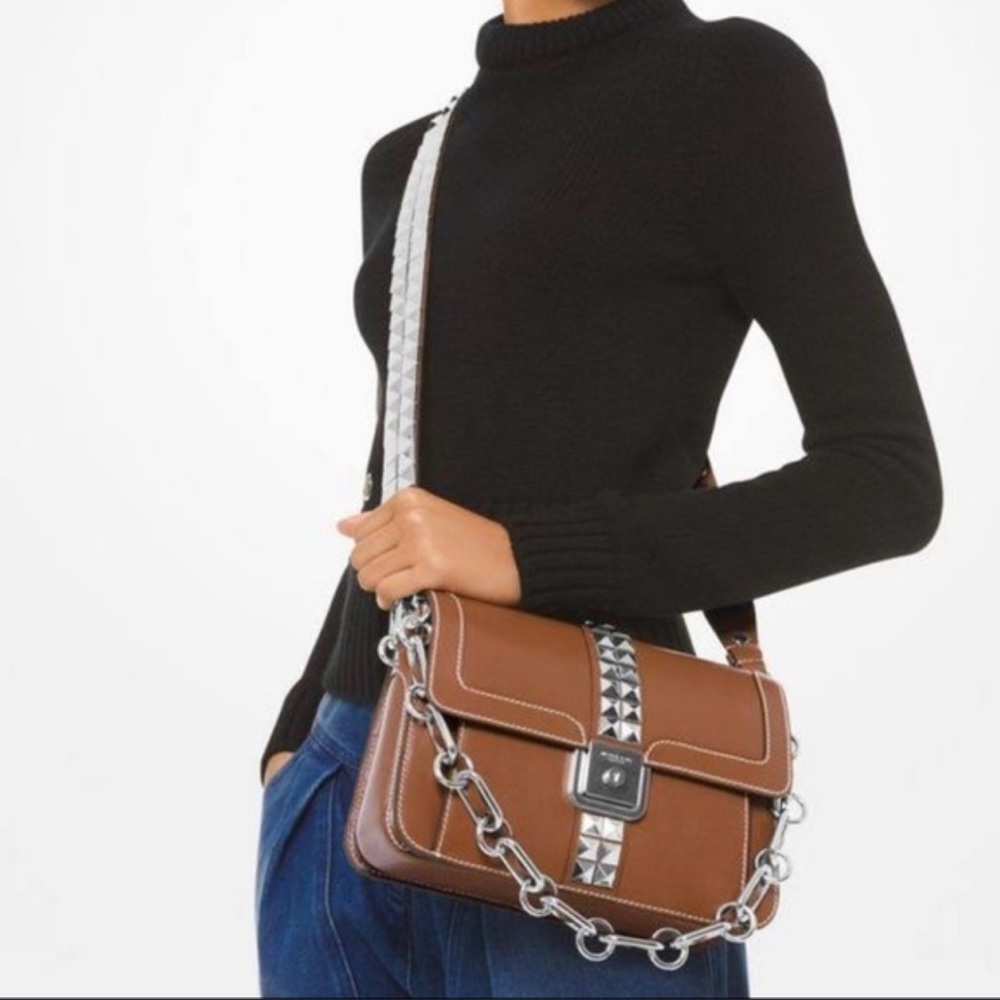 NWT Michael Kors Collection Crawford Studded Leather Crossbody Bag